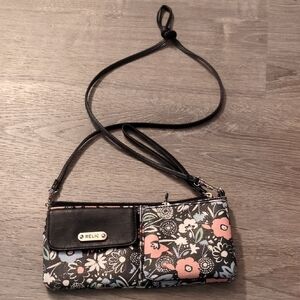 Relic Wallet Wristlet Crossbody Bag Floral Design